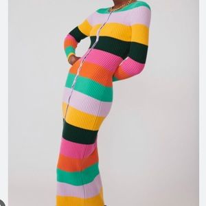 Olivia Rubin knitted paisley dress in bright stripe size XS